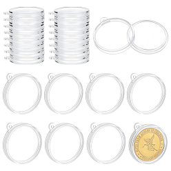 Прозрачный 24 Акриловый ящик для хранения памятных монет, плоско-круглые, прозрачные, 4x3.5x0.65 см