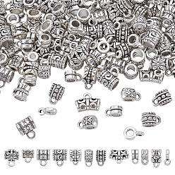 (52) Непрозрачная лаванда 120шт 12 стилизованные тибетские поручни из сплава, петля под залог, бейлы, разноцветные, 4~11.5x4.5~12 мм, отверстие : 1.5~2.5 мм, 10 шт / стиль