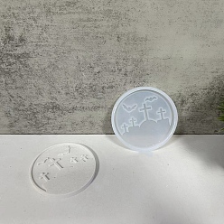 Замок Силиконовые формы для подставок под стаканы серии «Хэллоуин», изготовление ювелирных изделий из эпоксидной смолы, белые, дом с привидениями/замок, 87.5x9.5 мм