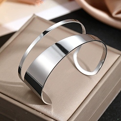 Нержавеющая Сталь Цвет 304 из нержавеющей стали манжеты браслеты, широкие браслеты для женщин, цвет нержавеющей стали, внутренний диаметр: 2x2-1/4 дюйм (5.2x5.6 см)