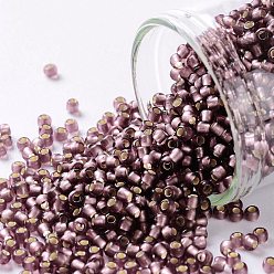 (26BF) Matte Silver Lined Medium Amethyst TOHO 11/0 Round Beads, Japanese Seed Beads, (26BF) Matte Silver Lined Medium Amethyst, 2.2mm, Hole: 0.8mm, about 1110pcs/bottle, 10g/bottle