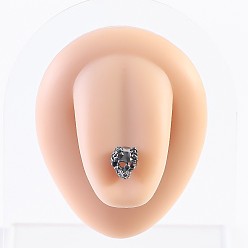 Skull 304 прямые кольца для языка штанги из нержавеющей стали, цвет нержавеющей стали, череп, штифты : 1.6 мм, Руководитель: 5 mm, длина стержня: 5/8"(16мм)