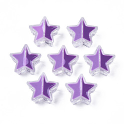 Purple Transparent Acrylic Beads, with Enamel, Star, Purple, 19x20x9mm, Hole: 3mm