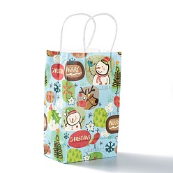 Снеговик Рождественские тематические подарочные пакеты из крафт-бумаги, с ручками, сумки для покупок, снеговик, 13.5x8x22 см