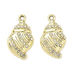 Shell Shape Подвески из сплава и страза, подвески на тему океана, раковина, 23.5x13x3.5 мм, отверстие : 1.6 мм