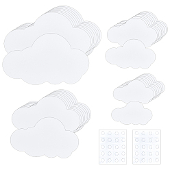 Белый 50 шт. 4 стили бумажные открытки в форме облаков, с 2 листами резиновая наклейка, белые, 50~120x84~200x0.2 мм