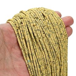 Желтый Окрашенные синтетические бирюзовые бусы нити, колонка, желтые, 2~2.5x2~3 мм, отверстие : 0.7 мм, около 140~143 шт / нитка, 12.40''~12.60'' (31.5~32 см)