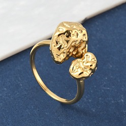 Золотой 304 открытые манжеты из нержавеющей стали, самородки, золотые, размер США 7 3/4 (17.9 мм)