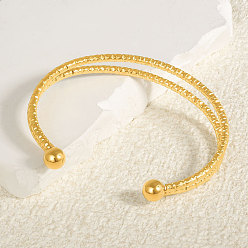 Настоящее золото 18K Стильные 304 двухслойные браслеты-манжеты из нержавеющей стали, браслеты с крутящим моментом для женщин, реальный 18 k позолоченный, внутренний диаметр: 2-5/8 дюйм (6.7 см)