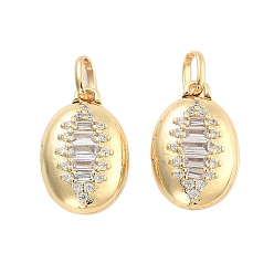 Oval Подвески из латуни с прозрачным фианитом, без кадмия и без свинца, с целью перехода в кольце, золотые, овальные, 21x14x7.5 мм