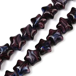 Индиго Ручной работы тысячецветник стеклянные бусины нитки, звезда, индиговые, 11~12x12x7~8 мм, отверстие : 0.8 мм, около 49~50 шт / нитка, 19.88~20.28'' (50.5~51.5 см)