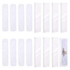 Белый 8шт. ПВХ карточки для демонстрации запутанных ожерелий, прямоугольные, с 8 пакетами из ПВХ с замком на молнии, белые, 2.3x5x0.03 см