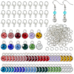 Платина Наборы для самостоятельного изготовления плоских круглых подвесок из сплава со стразами, платина, 10x7x5.3 мм, отверстие : 1.6 мм