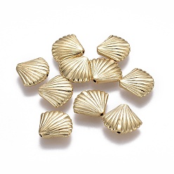 Real 18K Gold Plated Tibetan Style Alloy Beads, Lead Free & Nickel Free & Cadmium Free, Shell Shape, Real 14K Gold Plated, 13.5x16x4mm, Hole: 1mm
