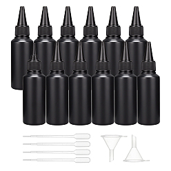 Black 60ml 15Pcs Polyethylene(PE) Black Squeeze Bottles, Dispensing Bottles, with Twist Top Cap, with 2Pcs Transparent Plastic Funnel & 4Pcs Disposable Plastic Transfer Pipette, Black, 21pcs/set