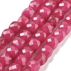 Светло-Вишневый Природного кварца нитей бисера, окрашенные, граненые, кубические, светло-вишневый, 6.5~7x6.5~7x6.5~7 мм, отверстие : 1 мм, около 61~62 шт / нитка, 15.47~15.67 дюйм (39.3~39.8 см)