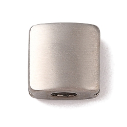 Нержавеющая Сталь Цвет Не тускнеет 304 бусины из нержавеющей стали, квадратный, цвет нержавеющей стали, 10x10x5 мм, отверстие : 3x1.8 мм