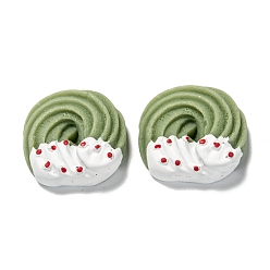 чирок Кабошоны из смолы, имитация еды, пончик, зелено-синие, 29.5x11.5 мм