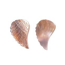 Shell Natural Shell Pendants, Wing, 38~41x20~21x1.5~3mm, Hole: 1.2mm, 2pcs/set