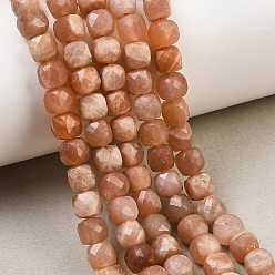 Солнечный Камень Натуральный Sunstone бисер пряди, кубические, граненые, 5.5~6x5.5~6x5.5~6 мм, отверстие : 0.8 мм, около 67 шт / нитка, 15.35~15.75 дюйм (39~40 см)