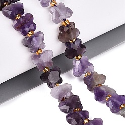Amethyst Natural Amethyst Beads Strands, Butterfly, with Seed Beads, 7~8.5x9.5~11x3.5~5mm, Hole: 1~1.2mm, about 41~45pcs/strand, 14.96~15.16 inch(38~38.5cm)