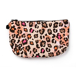 Темный Лосось Косметички на молнии из полиэстера, прямоугольник с леопардовым принтом, темный лосось, 14x21.6x2.1 см