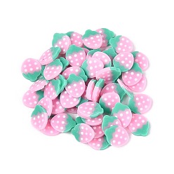 Клубника Кабошоны из полимерной глины ручной работы с фруктами, ногтей декоративные аксессуары, клубника, 4.5~6x3.5~6x0.2~1 мм, Около 52630 шт / 1000 г