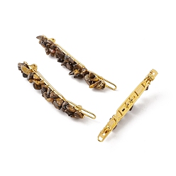 Тигровый глаз Заколки из натуральных волос с тигровым глазом, с железной фурнитурой, аксессуары для волос для женщины девушки, золотые, 67.5~68x6~10x7 мм