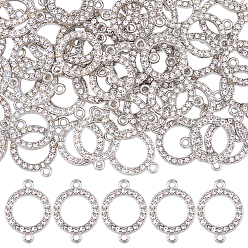 Платина 60шт подвески из сплава с кристаллами и стразами, плоско-круглые, платина, 23x17x2 мм, отверстие : 2 мм