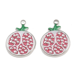 Pomegranate 304 нержавеющей стальной эмали подвески, цвет нержавеющей стали, гранат, 16.5x13x2.5 мм, отверстие : 1.5 мм