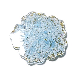 Аквамарин Фигурки цветов из смолы, с натуральными кусочками аквамарина внутри статуэток для украшения домашнего офиса, 110x110x7 мм