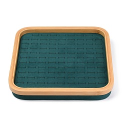 чирок Модные бархатные деревянные шкатулки, дисплея кольца, прямоугольные, зелено-синие, 30.3x30.3x4.3 см