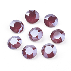 Сиамский Заостренные задние и задние боковые кабошоны из стразного стекла, класс А, имитация нефрита, стиль мокко, граненые, плоско-круглые, Сиам, 8x4.5 мм