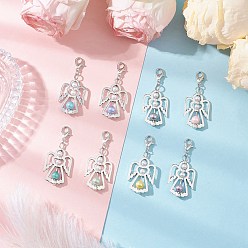 (52) Непрозрачная лаванда Стеклянные жемчужные бусины подвески украшения, с карабин-лобстерами , ангел, разноцветные, 45.5 мм, 8 шт / комплект