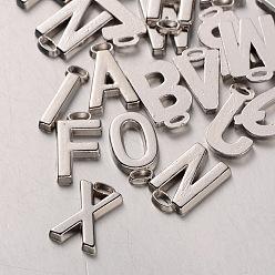 Платина Тибетском стиле сплава алфавита подвески, Письмо ~ Z, платина, 17~18x6~12x2 мм, отверстие : 1x3 мм, 26 шт / комплект