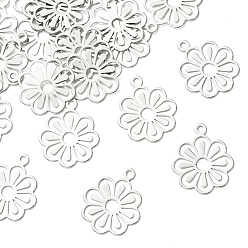 Platino Colgantes de latón Shegrace, encantos de la flor, sin cadmio, plomo, níquel, Platino, 24x20x0.7 mm, agujero: 2 mm