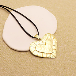 Сердце Женские ожерелья с подвеской из цинкового сплава в богемном стиле, черные вощеные шнуры, золотые, сердце, 31.50 дюйм (80 см), Кулон : 67x63 мм