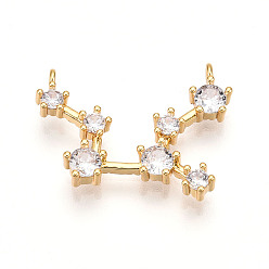 Овен Латунные микро проложить кубического циркония подвески, обереги двенадцати созвездий, долговечный, без никеля , реальный 18 k позолоченный, Овен, 16.5x21.5x3 мм, отверстие : 1.2 мм