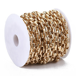 Light Gold Unwelded Iron Box Chains, Venetian Chains, with Spool, Light Gold, 11.7x7.5x3.6mm, about 32.8 Feet(10m)/roll