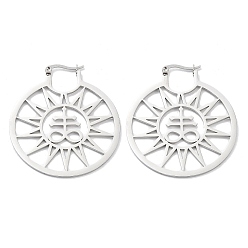 Нержавеющая Сталь Цвет Не тускнеют 304 серьги-кольца из нержавеющей стали, женские серьги с крестом Левиафана, цвет нержавеющей стали, 50x43.5x1~2 мм