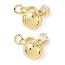 Настоящее золото 18K Латунные микро проложить кубического циркония подвески, бомба, долговечный, без кадмия и без свинца, стойки покрытие, с целью перехода в кольце, реальный 18 k позолоченный, 14x16x9.5 мм, отверстие : 3.3 мм