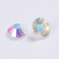 Crystal AB Glass Flat Back Rhinestone, Grade A, Back Plated, Faceted, Half Round, Crystal AB, 4.6~4.8mm, about 1440pcs/bag
