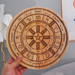 Constellation Деревянная маятниковая доска, биолокация гадальная доска, для колдовства принадлежности для викканского алтаря, плоско-круглые, созвездие, 250x20 мм