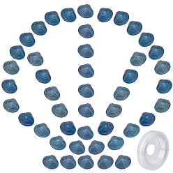 Light Steel Blue 100Pcs Shell Shape Frosted Electroplate Glass Beads, with 10.93 Yards Elastic Thread for DIY Stretch Bracelets Making Kits, Light Steel Blue, 12x14.5x10mm, Hole: 1mm