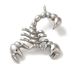 Stainless Steel Color 316L Surgical Stainless Steel Pendants, Scorpio Charm, Stainless Steel Color, 30x25x4.5mm, Hole: 3mm