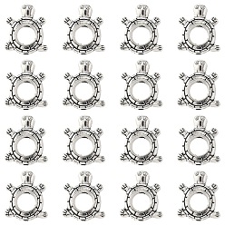 Antique Silver 30Pcs Tibetan Style Alloy Bead Frame, Tortoise, Antique Silver, 15x12.5x3mm, Hole: 1.4mm, 5mm inner diameter