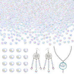 Белый 1500 шт. цветных акриловых бусин из экологически чистого полистирола с покрытием AB, граненые, белые, 6 мм, отверстие : 1 мм