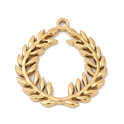 Настоящее золото 18K 304 подвески из нержавеющей стали, ионное покрытие (ip), очарование листа, реальный 18 k позолоченный, 24x23x1.8 мм, отверстие : 1.6 мм