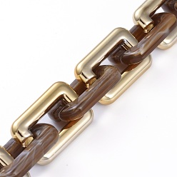 Верблюжий Пластиковые бостонские звенья ручной работы ccb, с акриловыми звеньями, имитирующими драгоценный камень, для изготовления ювелирных изделий, с золотым покрытием, верблюжие, ссылка: 29.8~30.2x20x5.2~5.5 mm, 39.37 дюйм (1 м) / прядь