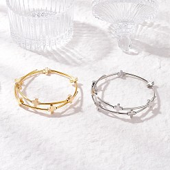 Платиновый & Золотой 2шт. браслеты из латунной трубки для женщин, крестик, платиной и золотом, внутренний диаметр: 2-1/8 дюйм (5.35 см)